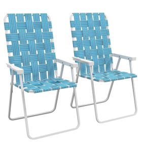 Outsunny Set of 2 Patio Folding Chairs, Classic Outdoor Camping Chairs, Portable Lawn Chairs for Camping, Garden, Pool, Beach, Backyard w/ Armrests (Color: as Pic)